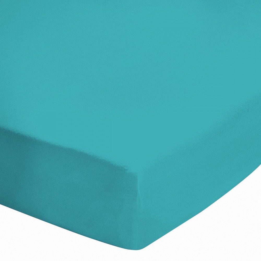 Drap housse Turquoise 160 x 200 cm / 100% coton / 57 fils/cm²