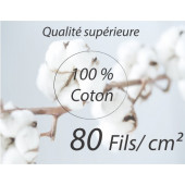 Housse de couette réversible 220x240 Azulejo gris 100% Coton 80 fils Percale