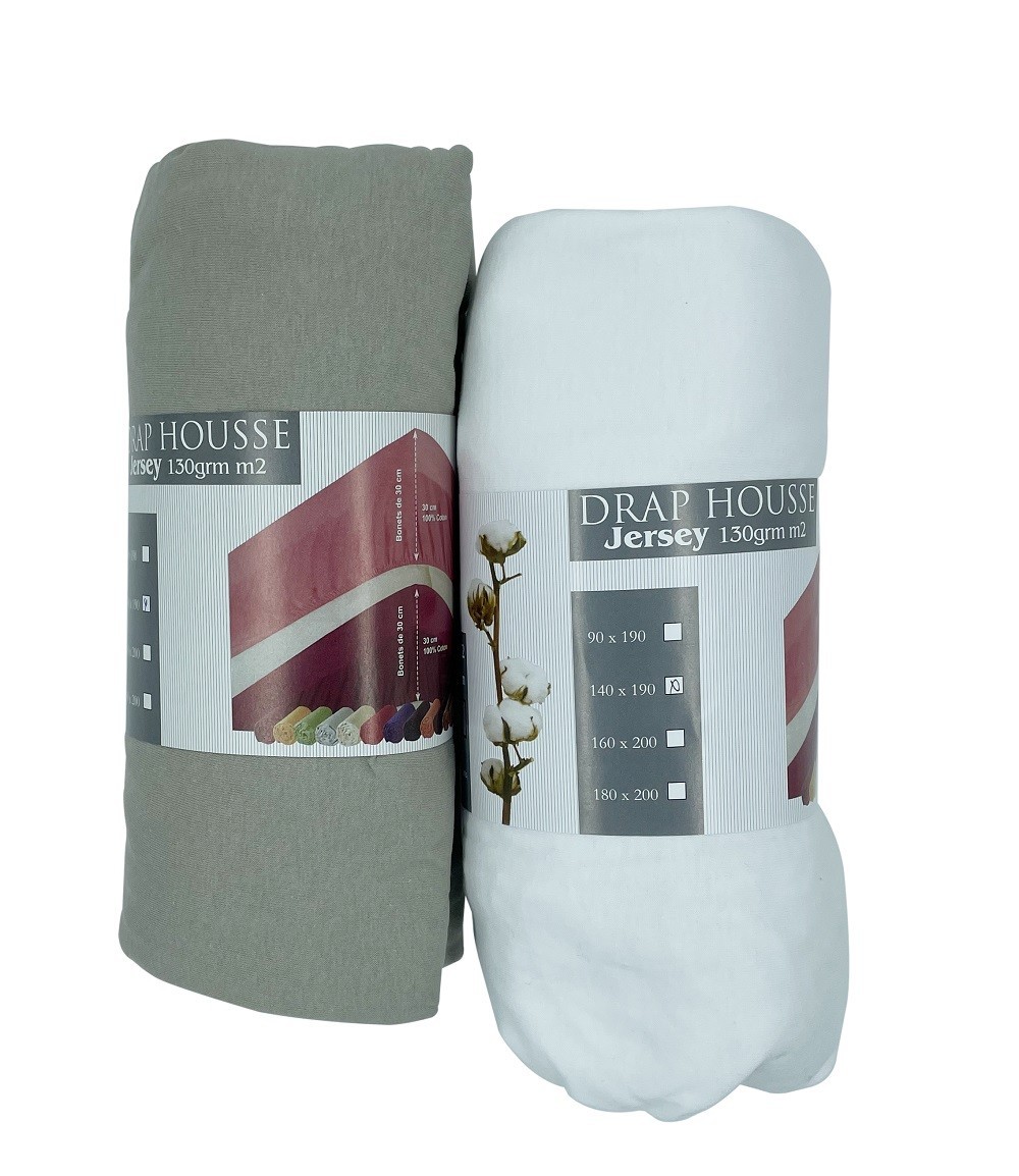 Drap-housse Premium Jersey Melange, 100% coton, gris, 90-100 x 200
