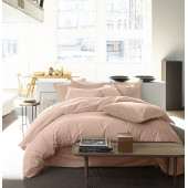 Housse de Couette 260x240cm 100% Percale de Coton Lavé - Rose- 80 fils/cm²