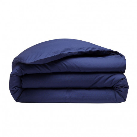 Housse de Couette 240x220cm - 100% Percale de Coton Lavé - Marine - 80 fils/cm²