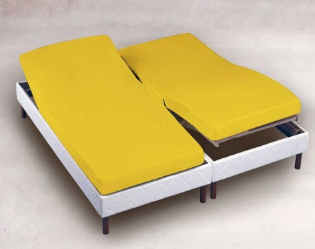 Drap housse jaune pour lit tête et pieds relevables 2x80x200 cm 