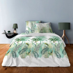 parure de draps 140x190 blanche verte