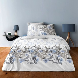 Parure de draps Lys Bleu 1 place 90x190 bleu blanc
