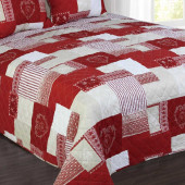 Motif Couvre lit courchevel Rouge 1 place