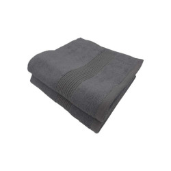 Lot de deux serviettes 70% coton et 30 % bambou pliées anthracite