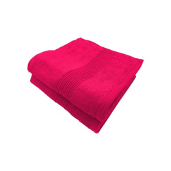 Lot de deux serviettes 70% coton et 30 % bambou pliées fuchsia