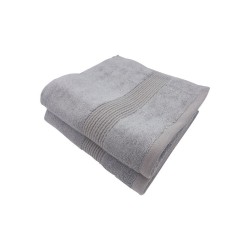 Lot de deux serviettes 70% coton et 30 % bambou pliées gris clair