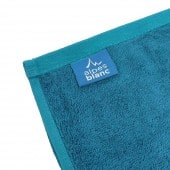 serviettes coton et bambou avec étiquette Alpes Blanc bleu canard
