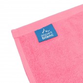 serviettes coton et bambou avec étiquette Alpes Blanc rose poudré