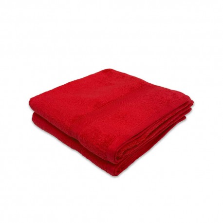 Lot de deux serviettes 100% coton 100x150 cm 600grammes/m² rouge