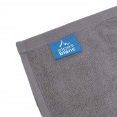 Lot de deux serviettes 100% coton 100x150 cm 600grammes/m² marque Alpes blanc gris foncé