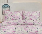 Zoom taies d'oreillers couette rose