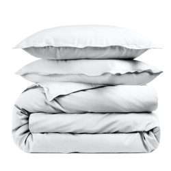 Housse de couette unie percale de coton 80 fils/cm² blanc