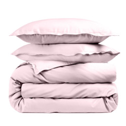 Housse de couette unie percale de coton 80 fils/cm² rose poudré