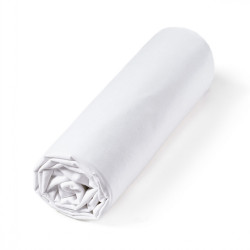 Drap housse Percale bonnet 30 cm roulé blanc