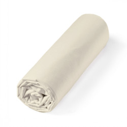 Drap housse Percale bonnet 30 cm roulé naturel