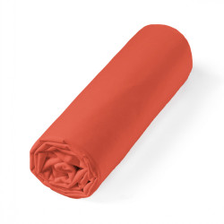 Drap housse Percale bonnet 30 cm roulé terracotta