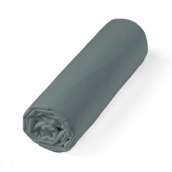 Drap housse Percale bonnet 30 cm roulé anthracite