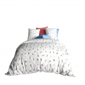 Housse de couette skieurs pur coton fond blanc