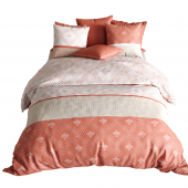 Housse de couette KAYLE + 2 taies pur coton Terracotta