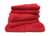 Lot de 5 Grandes Serviettes Eponge 600 g/m²  100 % coton - Rouge