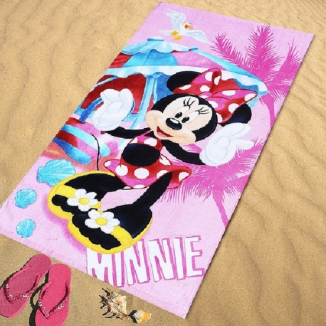 100% coton Serviette de plage Disney Minnie Mouse et Mickey Mouse divers modèles 70x140 cm pour enfants garçons et filles multicolore 