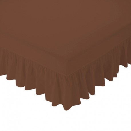 Cache sommier couleur chocolat forme plateau pour lit deux places 160x200 cm